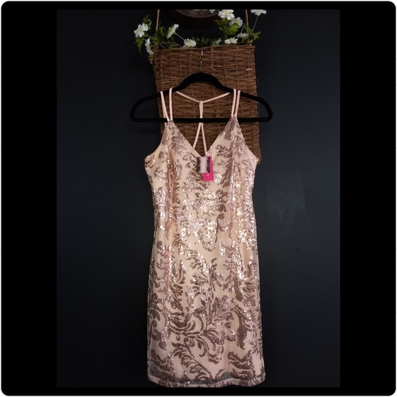Xhilaration Dresses & Skirts - Nude and sequin mesh dress